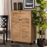 Baxton Studio FP-03LV-Wotan Oak Coolidge Modern and Contemporary Oak Brown Finished Wood 5-Shelf Shoe Storage Cabinetp